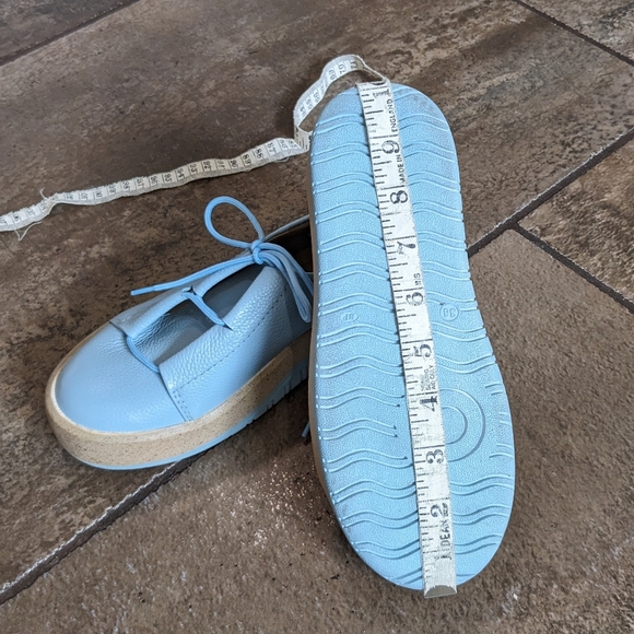 Made In Peru Ego Leather Platform Lace Up Sneaker Shoes Size 5.5/6 Blue - Picture 12 of 15